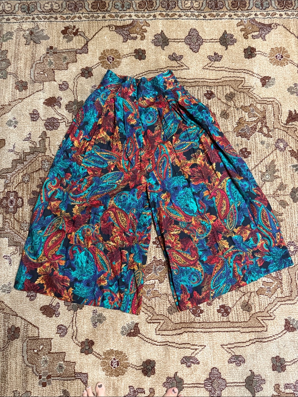 Vintage random sportswear culotte pants leaf print size 10 made in USA